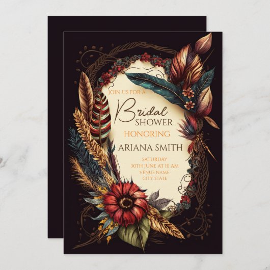 Anpassbare Brautparty-Karte im Boho-Stil Einladung (Vorne/Hinten)