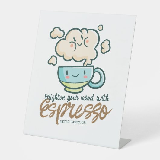 Anpassbare Brillante mit Espresso Sockelschild (Vorderseite)