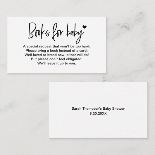 Anpassbare Bücher für die Bibliothek "Babyherz" Begleitkarte (Vorne/Hinten)