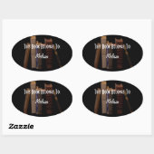 Anpassbare Buchkennzeichnung Ovaler Aufkleber (Blatt)