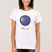 Anpassbare Camino Pilgrim Scallop-Muschel T-Shirt (Vorderseite)