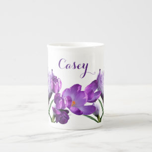 Anpassbare Casey Name hübsche lila Blume Girl Porzellantasse