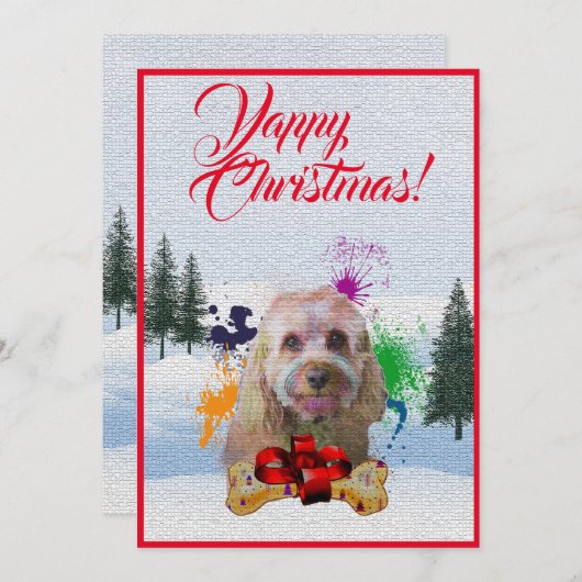 Anpassbare Cavapoo Dog Yappy Xmas Card Ankündigung (Vorne/Hinten)
