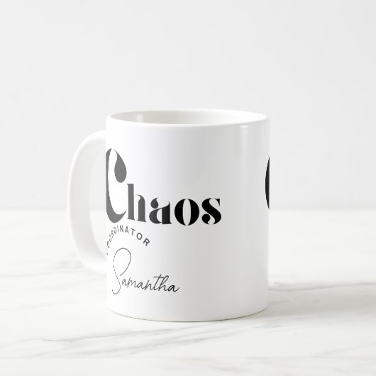 Anpassbare "Chaos Coordinator"-Tasse Kaffeetasse (Vorderseite Links)