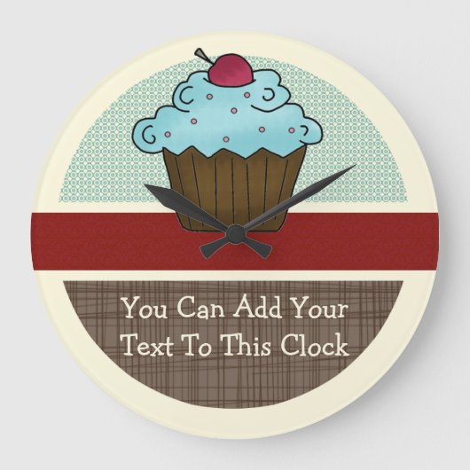 Anpassbare Cherry Cupcake v2 Große Wanduhr (Vorderseite)
