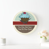 Anpassbare Cherry Cupcake v2 Große Wanduhr (Zuhause)