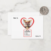 Anpassbare Chihuahua-Valentine-Note-Karte Mitteilungskarte (Vorderseite/Rückseite Beispiel)