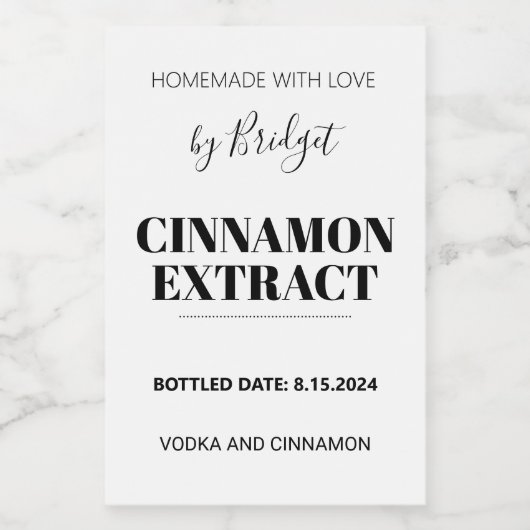 Anpassbare Cinnamon Extract Label AF_01sq Weinetikett (Einzelnes Label)