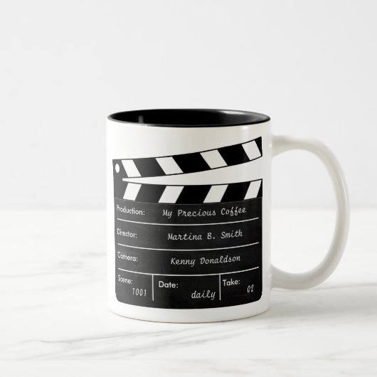 Anpassbare Clapperboard-Tasse Zweifarbige Tasse (Rechts)