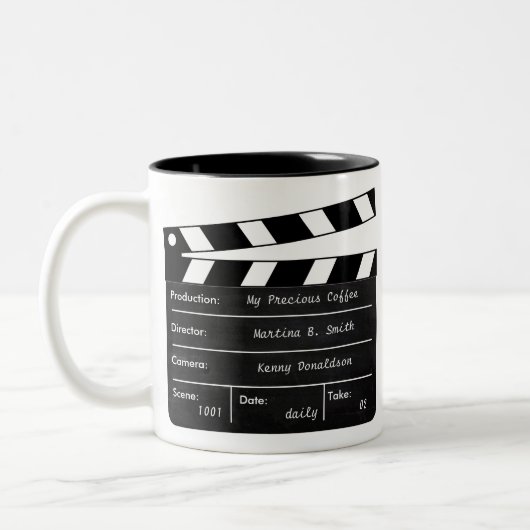 Anpassbare Clapperboard-Tasse Zweifarbige Tasse (Links)