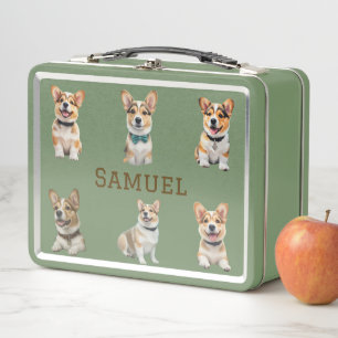 Anpassbare Corgi-Lunchbox für Kinder Metall Brotdose