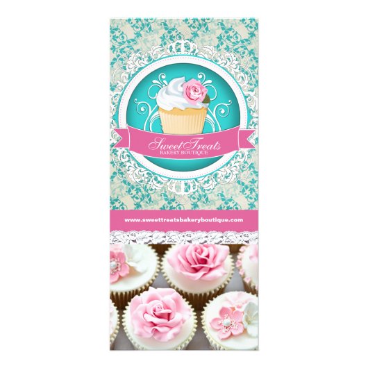 Anpassbare Cupcake Boutique Rack Card Werbekarte (Vorne)