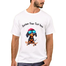 Anpassbare Dackel Hund fährt auf einem Skateboard