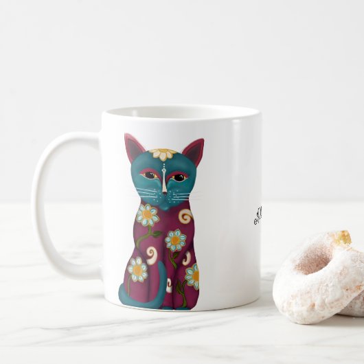 Anpassbare Daisy Cat-Tasse Kaffeetasse (Mit Donut)