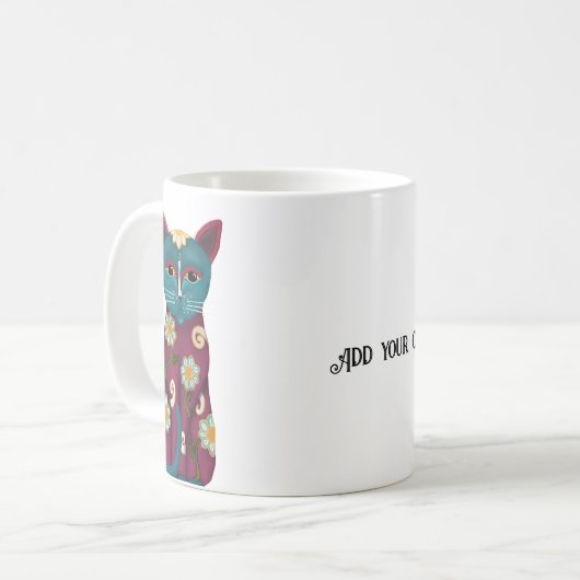 Anpassbare Daisy Cat-Tasse Kaffeetasse (Vorderseite Links)