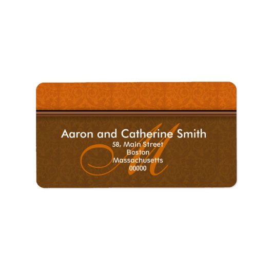 Anpassbare Damask Monogram Address Labels Adressaufkleber (Vorne)
