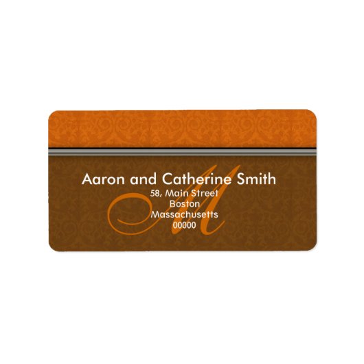 Anpassbare Damask Monogram Address Labels Adressaufkleber (Vorne)