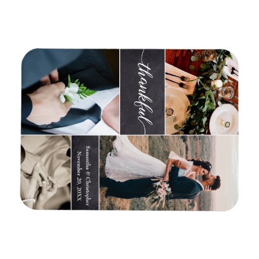 Anpassbare, dankbare Hochzeit im Herbst FotoCollag Magnet (Horizontal)