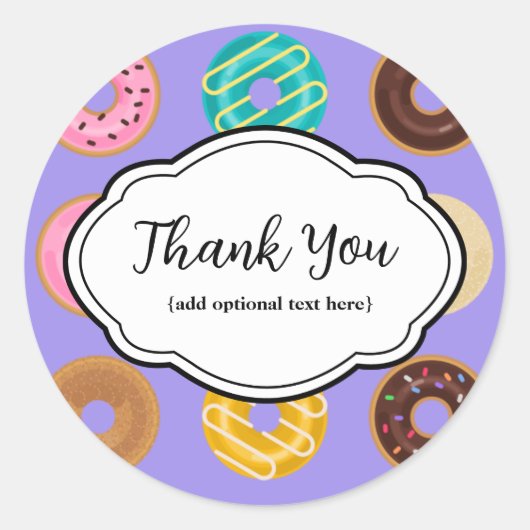 Anpassbare Dankbarkeit Sticker Donuts (Vorderseite)