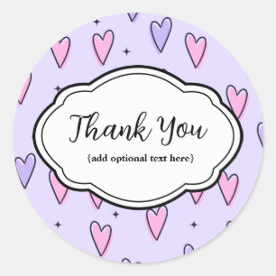 Anpassbare Dankbarkeit Sticker Pink Lila Hearts