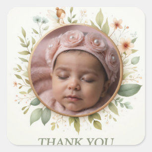 Anpassbare "Danke"-Sticker mit Fairy Frame Quadratischer Aufkleber