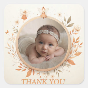Anpassbare "Danke"-Sticker mit Fairy Frame Quadratischer Aufkleber