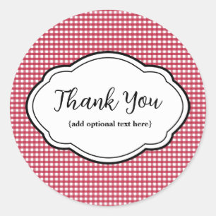 Anpassbare Danksagung Rot & Weiß Gingham Sticker