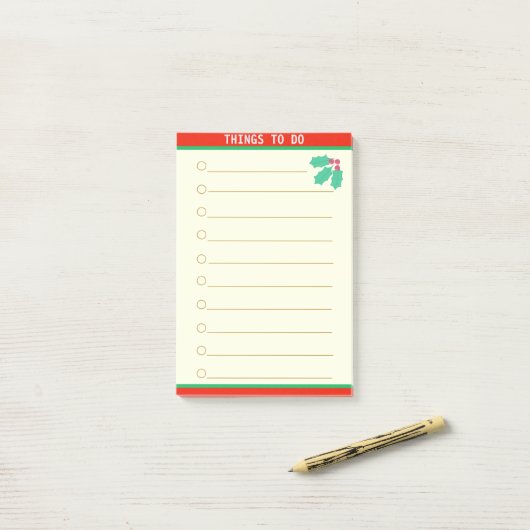 Anpassbare Dinge zu tun & Holly Berry Post-it Klebezettel (Auf Schreibtisch)