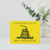 Anpassbare Don't Tread on Me Snake Gadsden Flag Postkarte (Stehend Vorderseite)