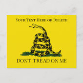 Anpassbare Don't Tread on Me Snake Gadsden Flag Postkarte (Vorderseite)