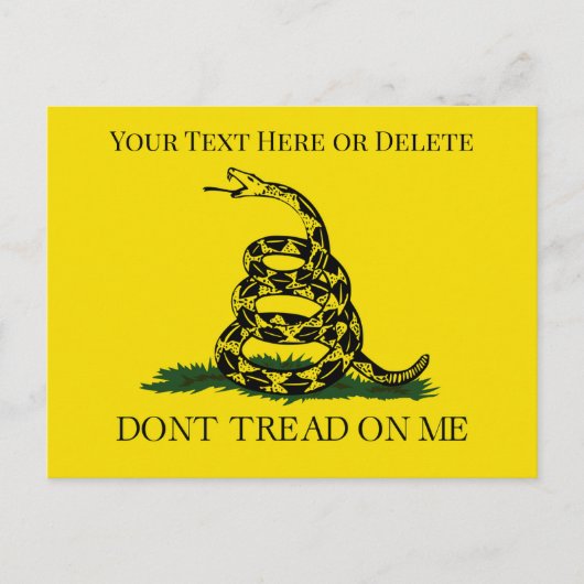 Anpassbare Don't Tread on Me Snake Gadsden Flag Postkarte (Vorderseite)