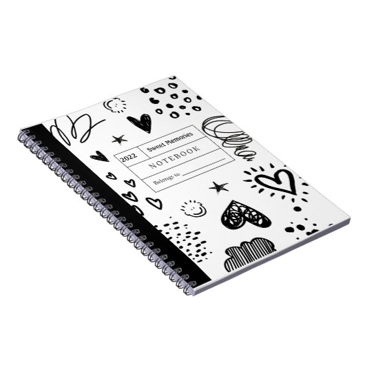 Anpassbare Doodle-White-Notebook Notizblock (Rechte Seite)