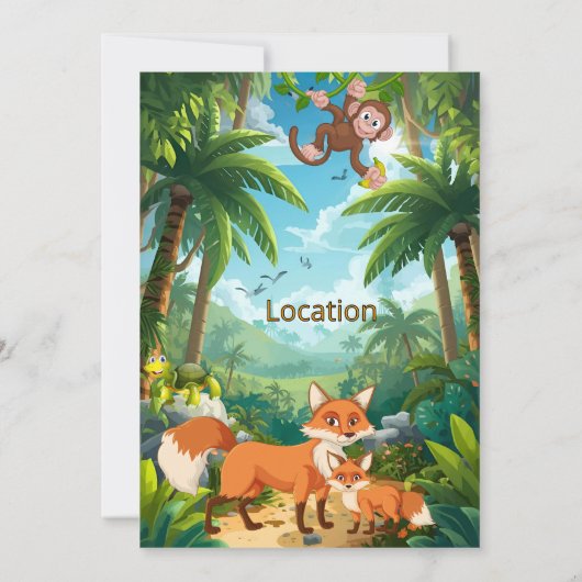 Anpassbare DschungelParty Einladung (Rückseite)