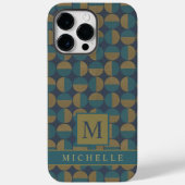 Anpassbare dunkelblaue Aquamarine grüne Geometrie Case-Mate iPhone Hülle (Rückseite)