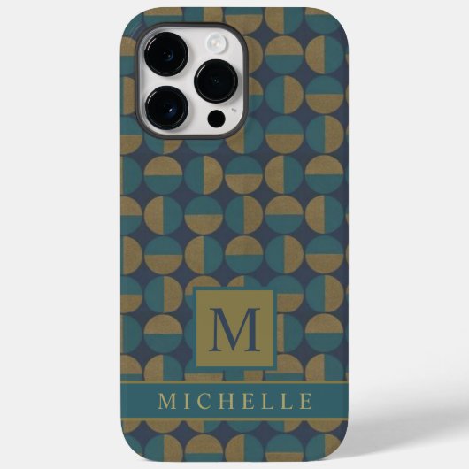 Anpassbare dunkelblaue Aquamarine grüne Geometrie Case-Mate iPhone Hülle (Rückseite)