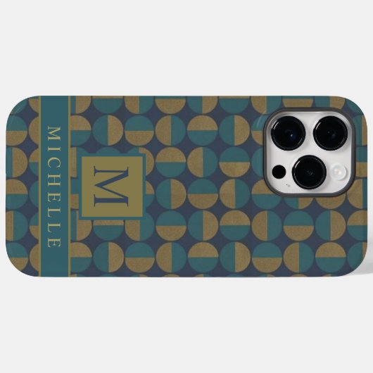 Anpassbare dunkelblaue Aquamarine grüne Geometrie Case-Mate iPhone Hülle (Rückseite (Horizontal))