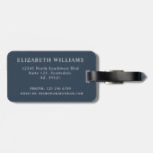 Anpassbare dunkelblaue Farbe - Blockstile Gepäckanhänger (Rückseite horizontal)