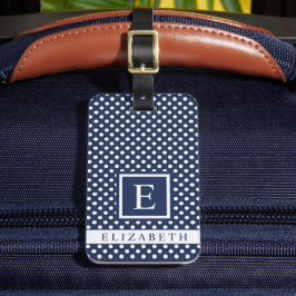 Anpassbare dunkelblaue Polka-Dot Gepäckanhänger