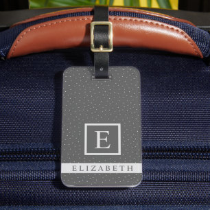 Anpassbare Dunkelgrau mit weißem Polka-Dot Gepäckanhänger