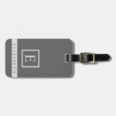 Anpassbare Dunkelgrau mit weißem Polka-Dot Gepäckanhänger (Vorderseite horizontal)