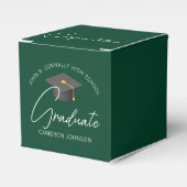 Anpassbare Dunkelgrün-Moderne Graduierungspartei Geschenkschachtel (Vorderseite)