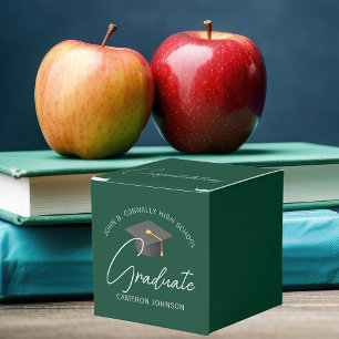 Anpassbare dunkelgrüne moderne Abschlussfeier Geschenkschachtel