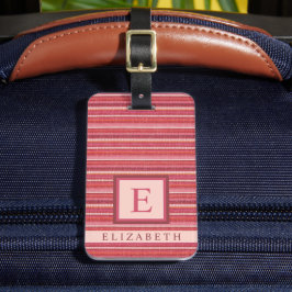 Anpassbare, dunkelrosa, hellpfirsichfarbene Linien Gepäckanhänger