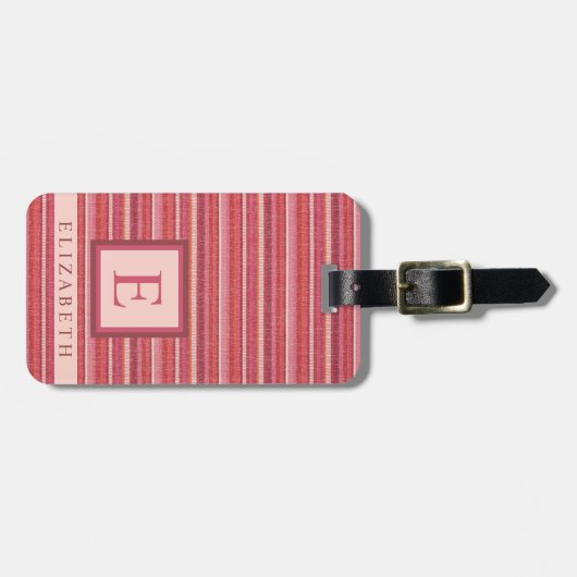 Anpassbare, dunkelrosa, hellpfirsichfarbene Linien Gepäckanhänger (Vorderseite horizontal)