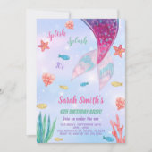 Anpassbare dunkelrosa Meerjungfrau zum Geburtstag Einladung (Vorderseite)