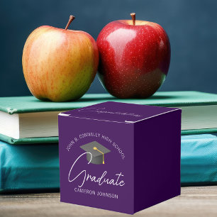 Anpassbare dunkelviolette moderne Abschlussfeier Geschenkschachtel