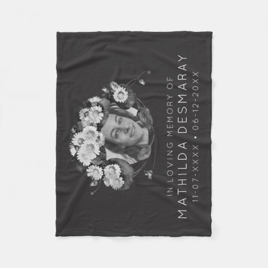 Anpassbare dunkle Flora-Gedenkstätte für den liebe Fleecedecke (Vorderseite)