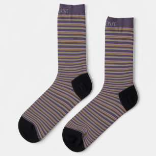 Anpassbare Dunkle Pflaume Lila Graue Streifen Socken