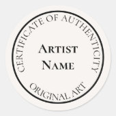 Anpassbare Echtheitsbescheinigung für Elfenbein Runder Aufkleber (Vorderseite)