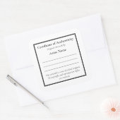 Anpassbare Echtheitsbescheinigung Quadratischer Aufkleber (Umschlag)